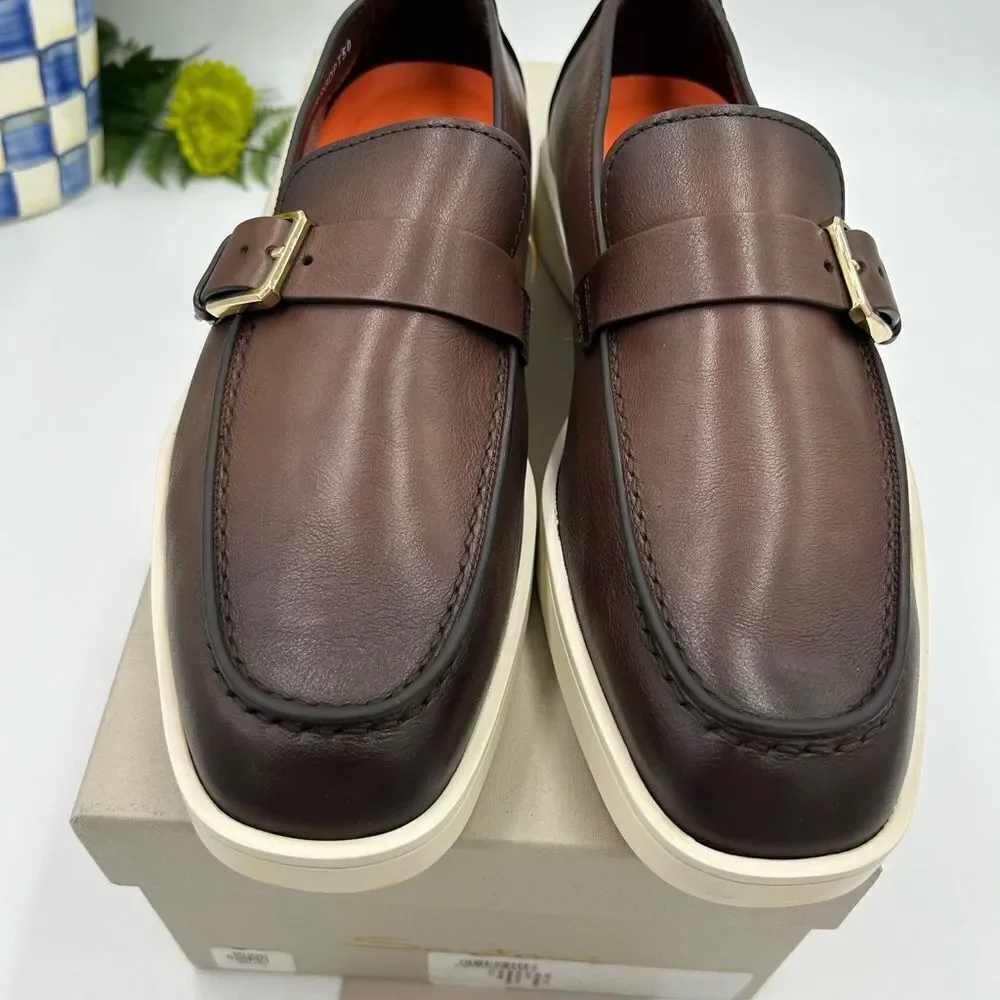 Men's Santoni dread  Leather loafers size 8.5 US made in Italy
